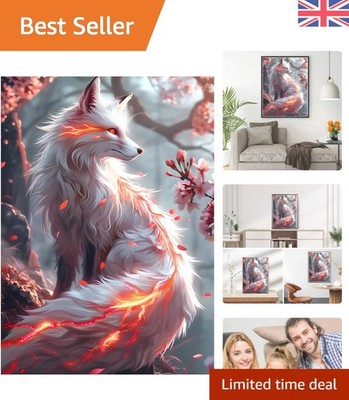 White Fox Diamond Painting Kits für Anfänger Erwachsene, 5D DIY Blumen Diamond A...