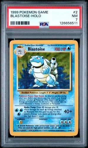 1999 POKEMON BASE SET UNLIMITED #2 BLASTOISE-HOLO PSA 7