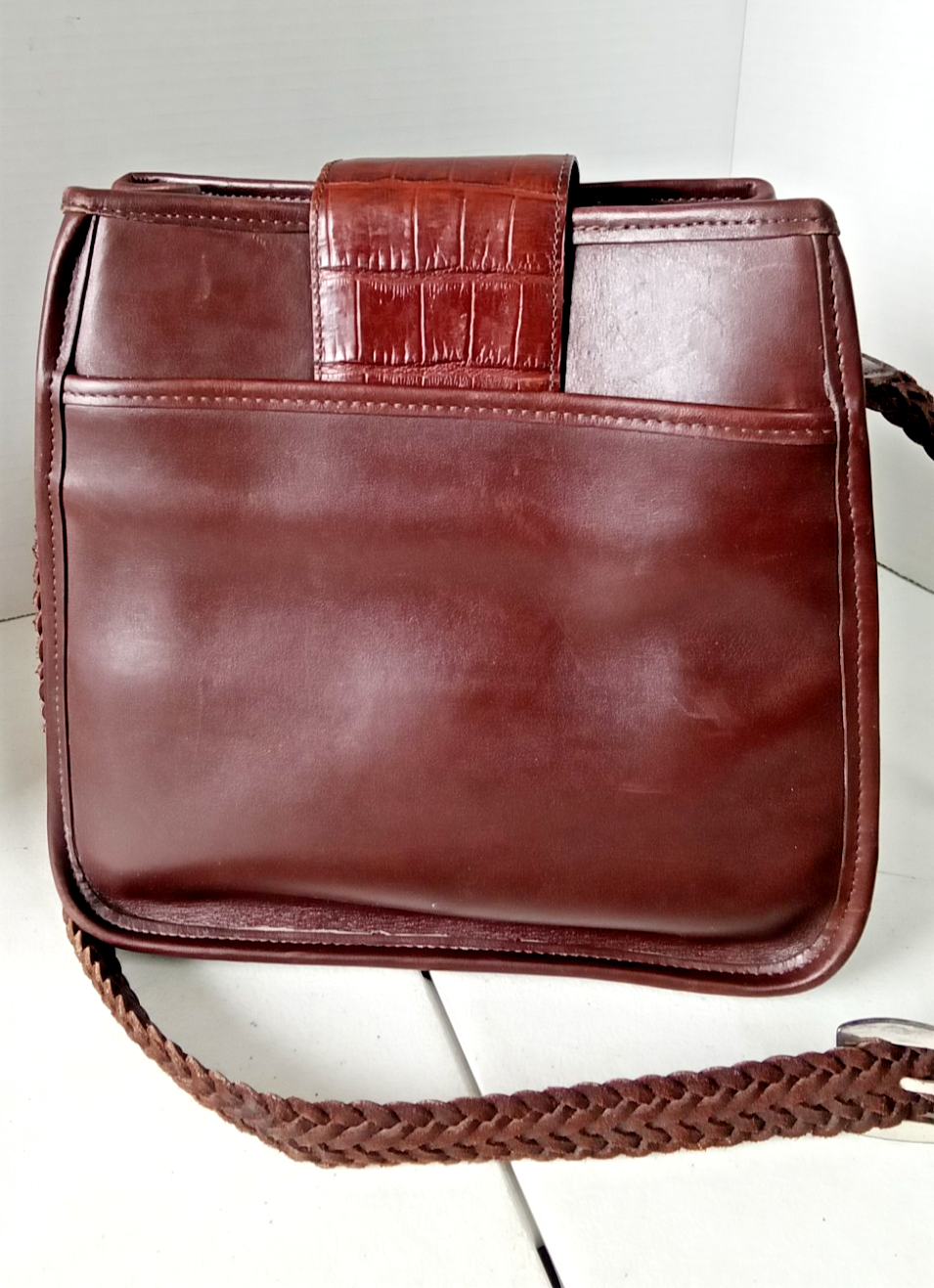 PONY BRIGHTON CUORE argento tessuto vintage pelle marrone med. Borsa a tracolla Hobo Purse