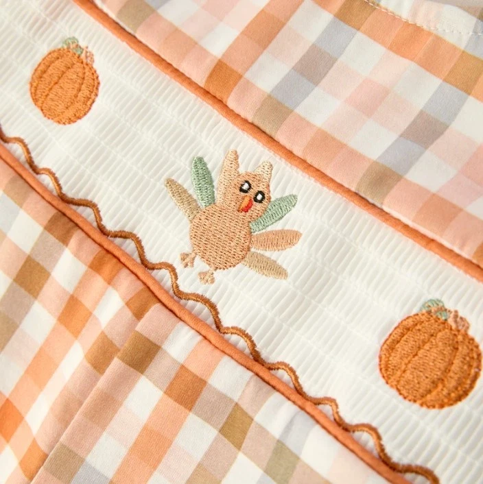 NUEVO Mono Mameluco Boutique Bebé Niños Acción de Gracias Pavo Calado Foto 3 de 4