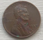1957-D 1c Wheat Penny With “R” Liberty Die Chip Error