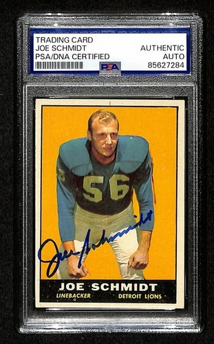 Joe Schmidt Signed/Auto 1961 TOPPS Card #36 Detroit Lions PSA/DNA 201524