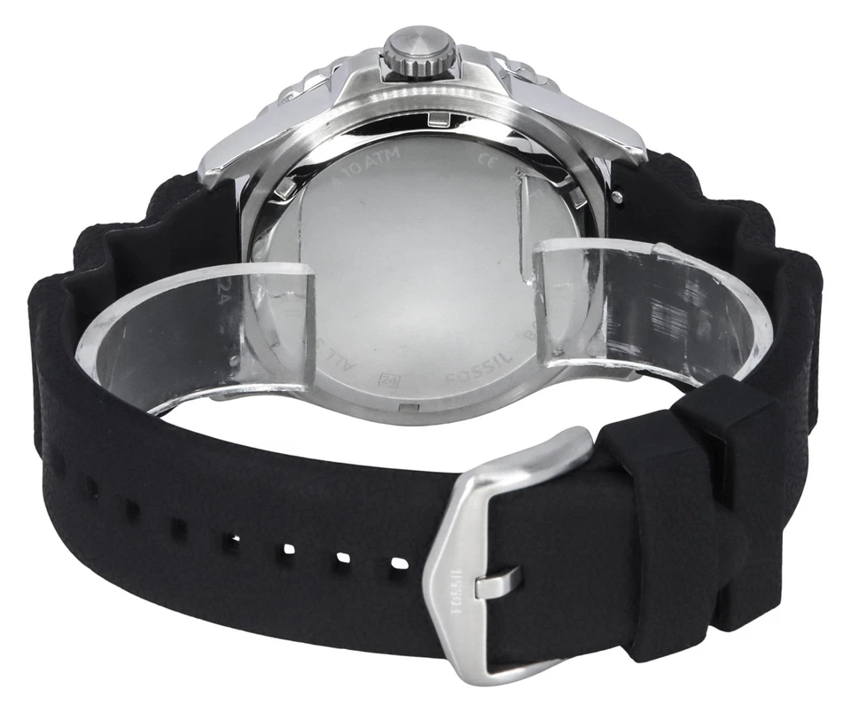 Fossil Blue GMT Silicone Strap Black Dial Quartz FS6036 100M Men's Watch - image 4 of 4