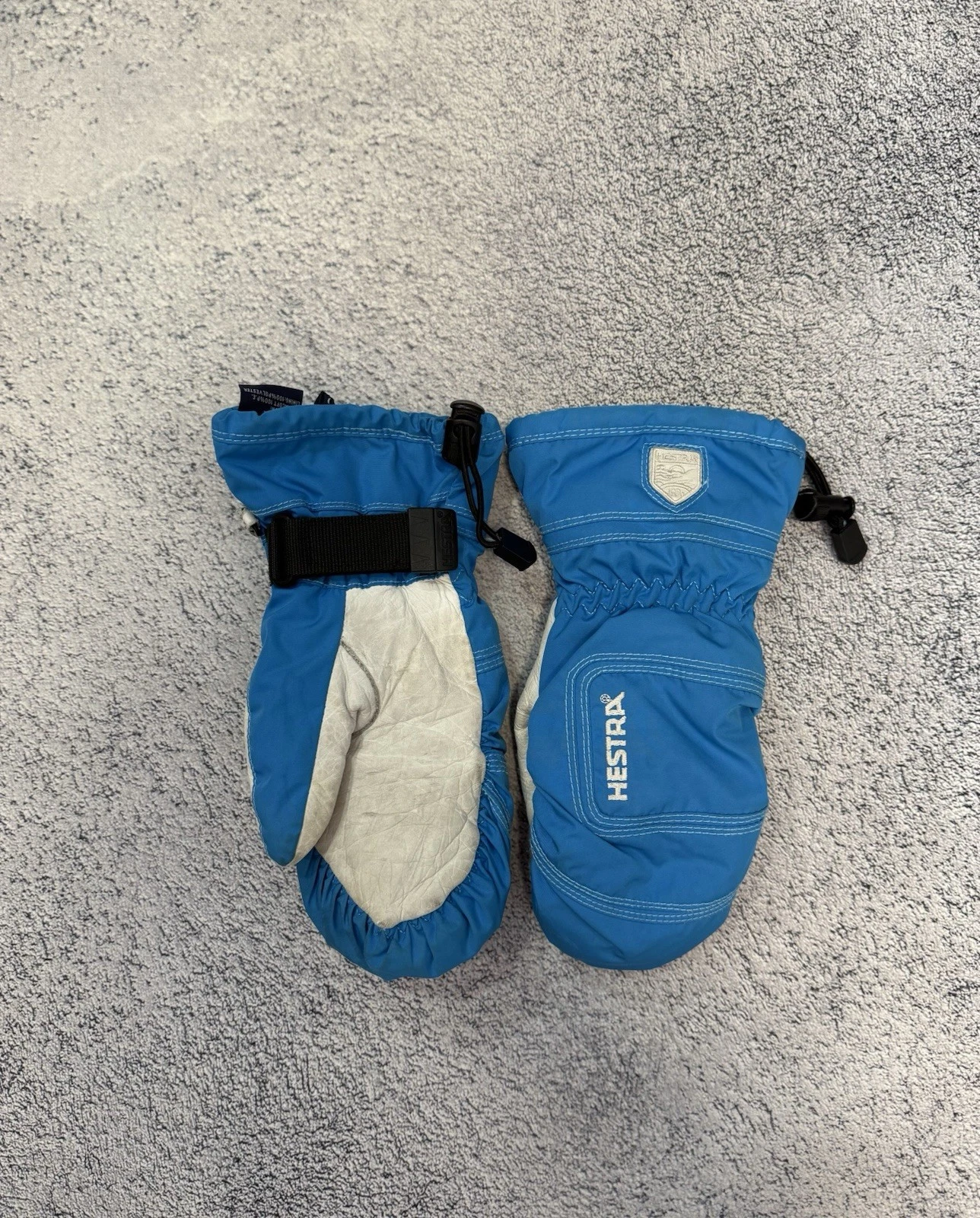 Hestra Kids Ski Mittens Size 6 Blue Primaloft C-Zone Cowhide Leather Snow Gloves