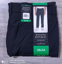 Banana Republic Pants Mens 38 x 34 Black Flat Front Slim Fit Stretch Fabric