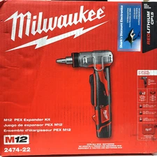 Milwaukee 2474-22 PEX Expansion Kit With 2 Batt Charger And 3 Heads NEW FREE S&H
