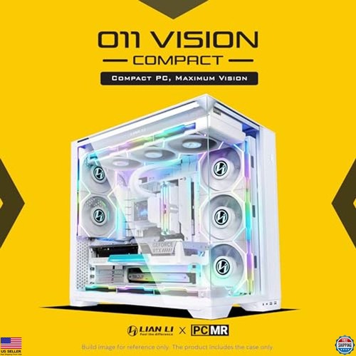 Compact White Steel Tempered Glass ATX Mid Tower PC Case with Back Connect - Picture 2 of 6