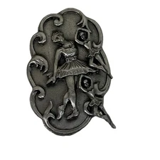 VTG Torino Pewter Ballerina Trinket Box with Brooch Pin & Earrings