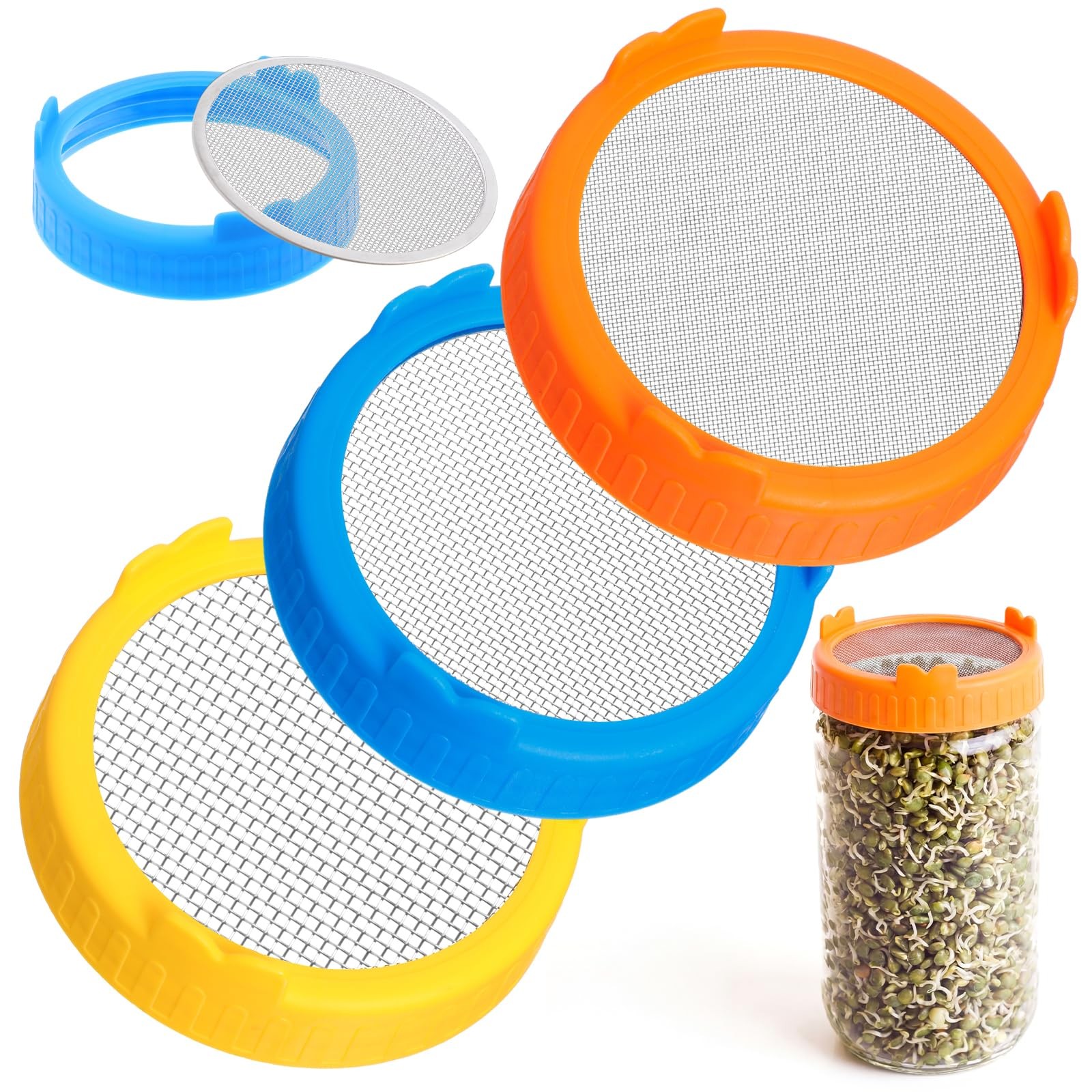 Sprouting Lids for Wide Mouth Mason Jars, 9 Pcs, Classic, Plastic