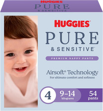 Pure & Sensitive Nappy Pants Size 4 (9-14 Kg) 54 Count - Packaging May Vary