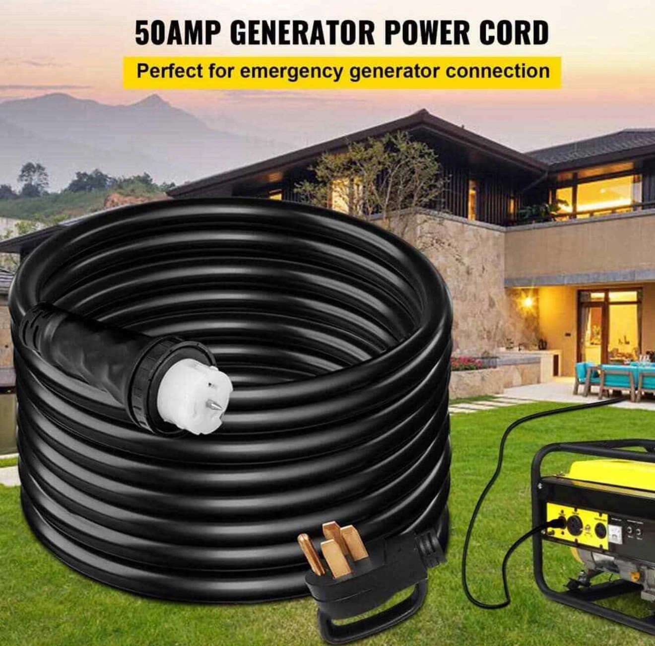 Extension Cord 250-volt 50 Amp Ul Listed W/ Twist Lock