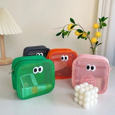 New Candy Color Mesh Cosmetic Bag Cute Big Eyes Make Up Case Kawaii Makeup Pouch