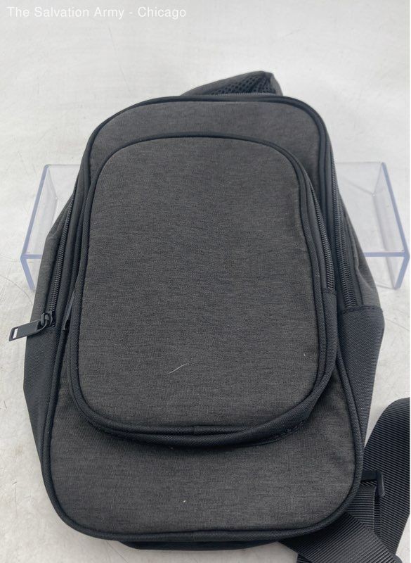 Mens Gray Heather Inner Pockets Adjustable Strap Classic Sling Bag