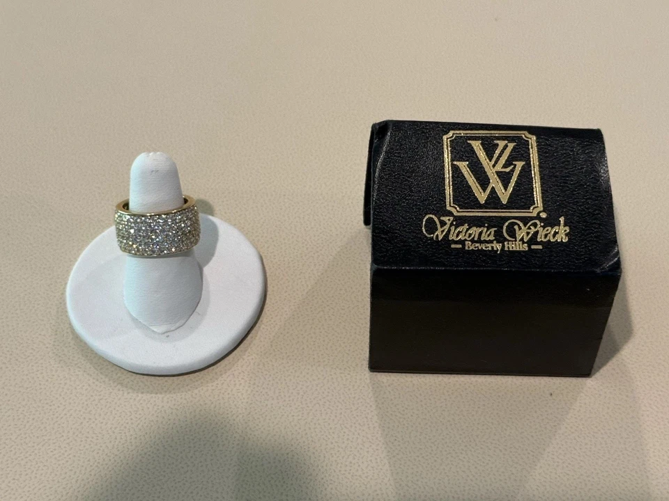 NUEVO Victoria Wieck 14k ABS Pave Eternity Banda Oro Amarillo Talla 6 Foto 2 de 4