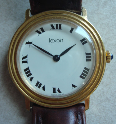 1970's Lexon 17 Jewel Swiss ETA 2512 Roman Dial Easy Read Incabloc wristwatch