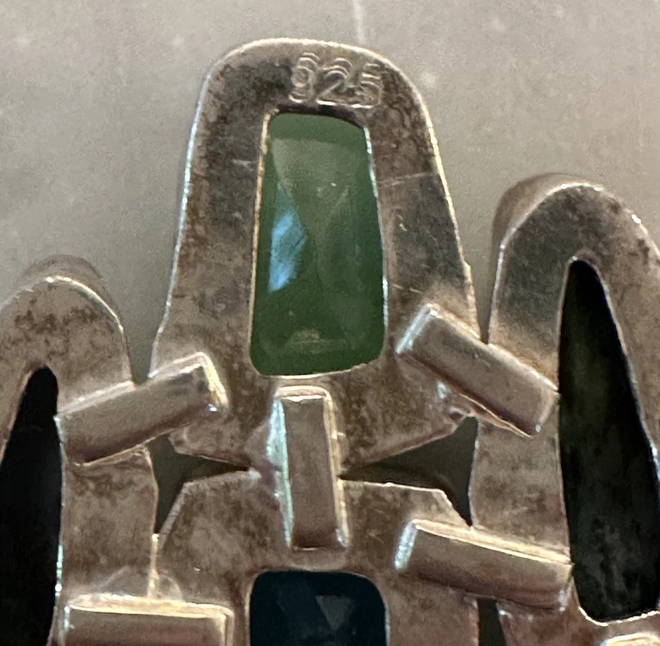 Collar Artesanal Aguamarina Peridoto Amatista Topacio Azul Piedra Grueso Plata 925 Foto 3 de 4