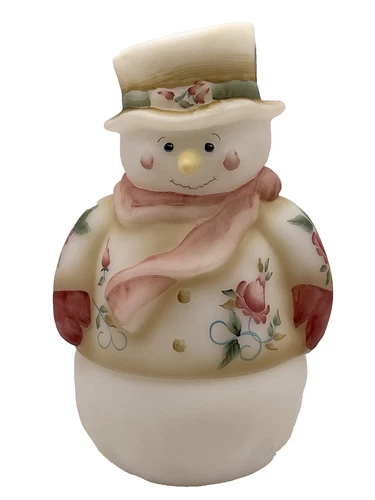 Fenton Burmese Snowman Fairy Light "ROSES" Figurine Gently Used - Brightbill