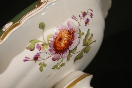 antica alzata fruttiera francese porcellana Luigi Filippo 1820 50 verde oro - Imagen 19 de 24