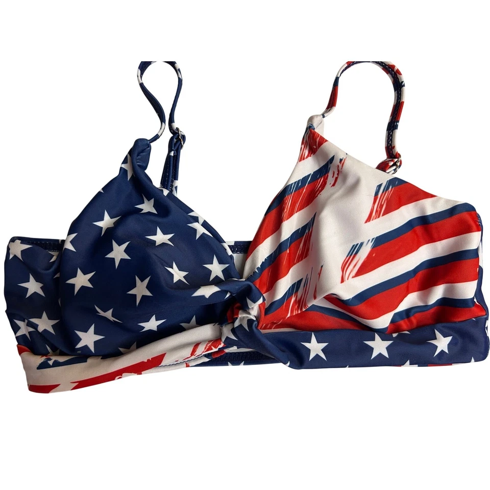 Conjunto de traje de baño de 3 piezas con bandera americana estrellas y rayas patrióticas niños talla 12 Foto 3 de 4