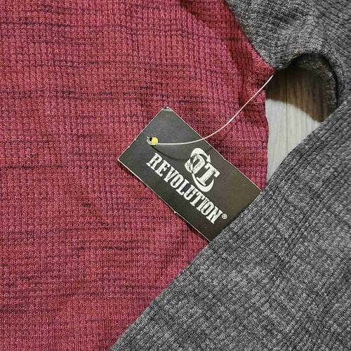 NWT OT Revolution Mens Blue Burgundy Long Sleeve Raglan Shirt Size Medium - Picture 2 of 4