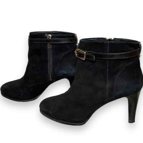 Tory Burch | Botines con hebilla de tacón medio de gamuza negra Patricia - Imagen 2 de 10