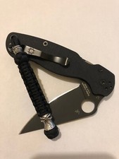 550 Paracord Combo Knife Lanyard Black on Black Silver Tone Ninja Bead