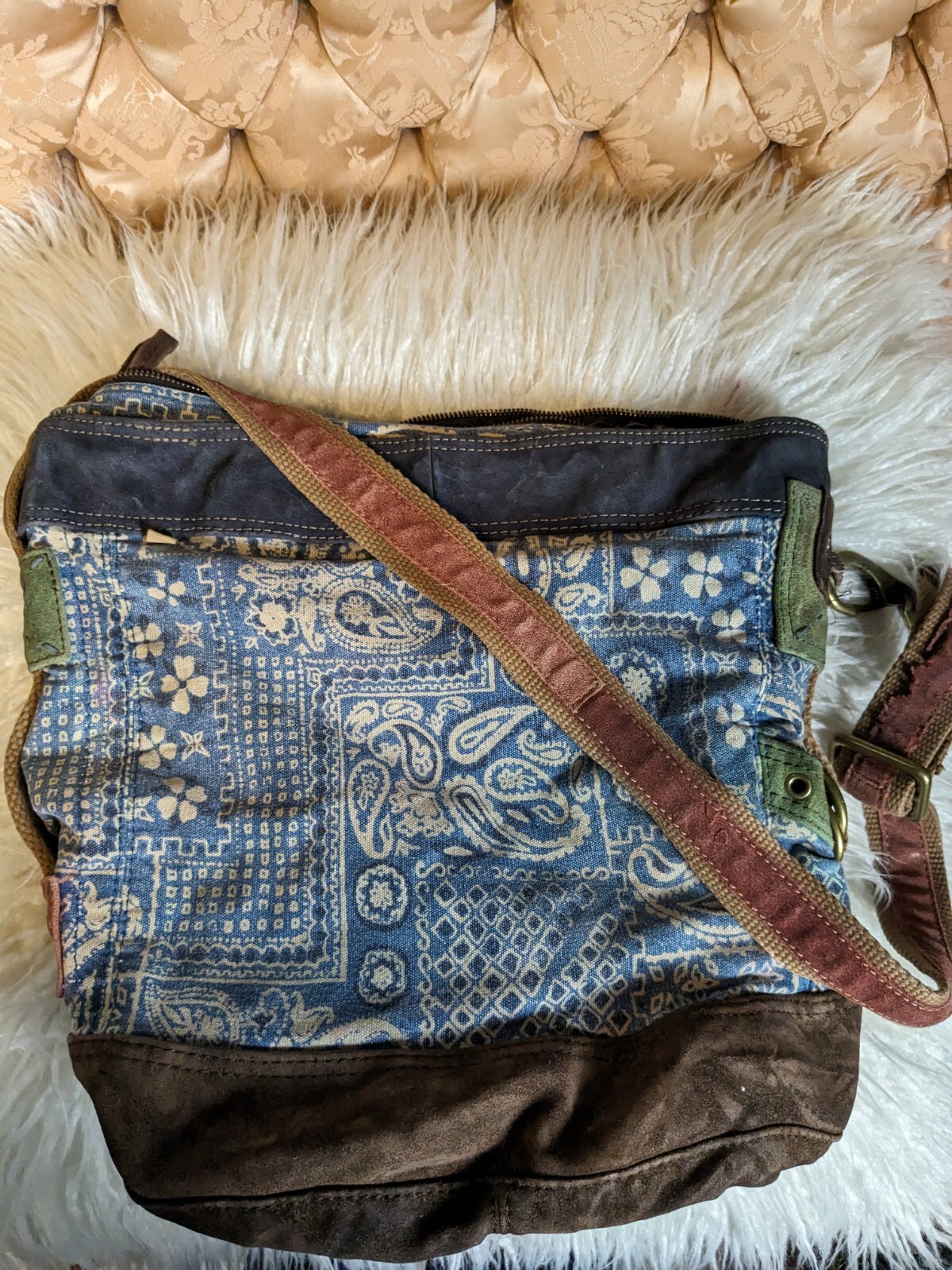 Lucky Brand Brown and Tan Canvas Tote Bag Lucky Brand Seth Tote Bag - Leather main image 3