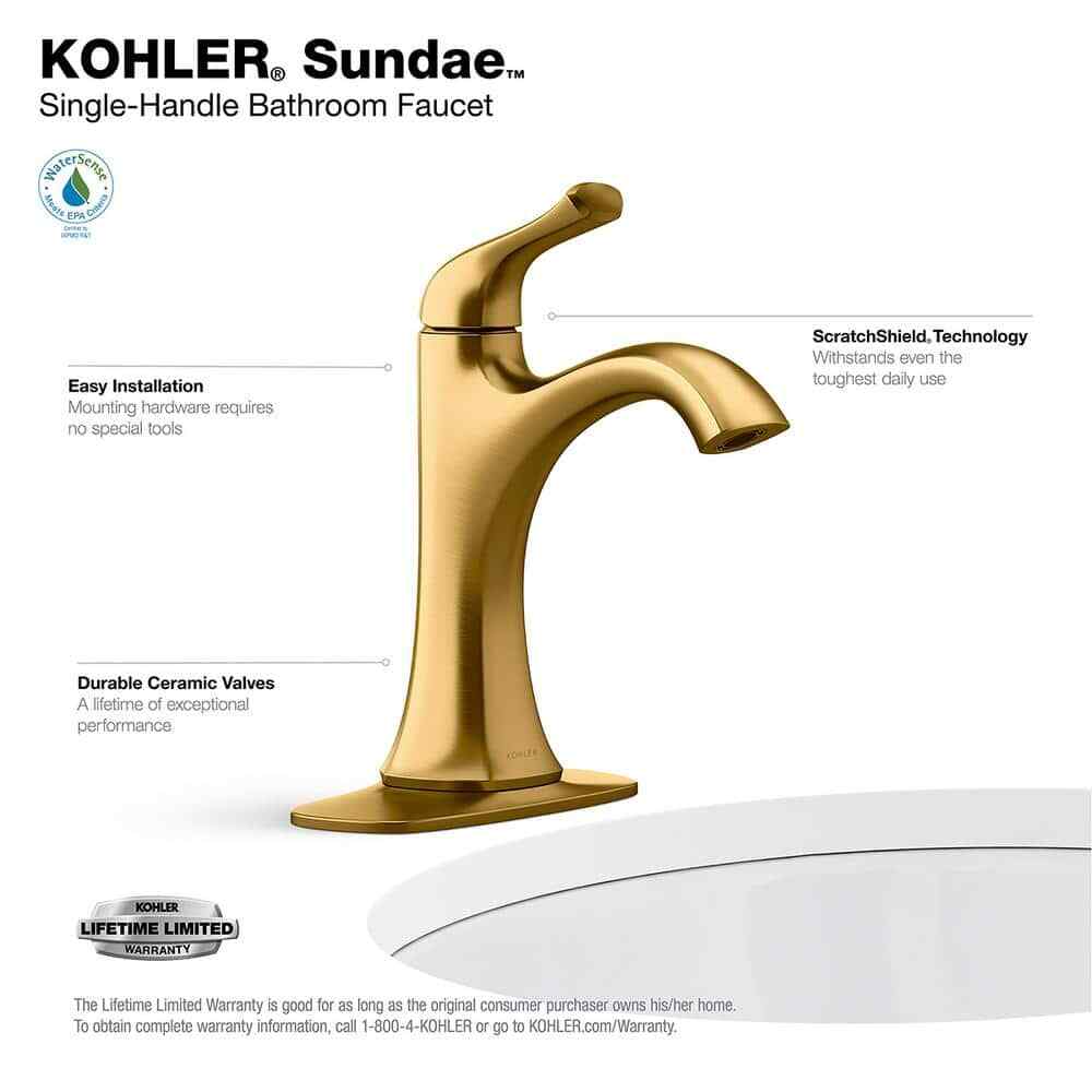 KOHLER Sundae Single Handle Single Hole Faucet in Vibrant Brushed 