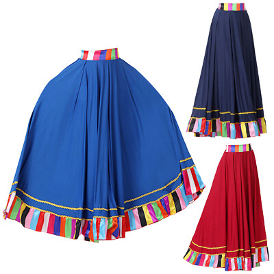 Womens Dancewear Dancing Folk Dance Skirt Ballroom Maxi Skirts Dance Class