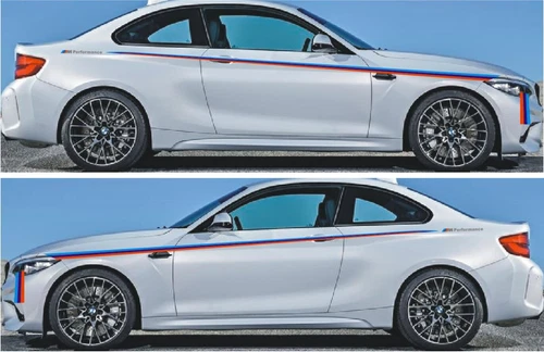 Tricolor Vinyl Car Sticker For BMW M2 M PERFORMANCE 2Sides Door Stripe Decal - Bild 1 von 5