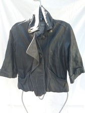 Chaqueta Blazer Mike & Chris Cuero Gris Usada en Excelente Condición Bomba Recortada Motocicleta Hecha en EE. UU.