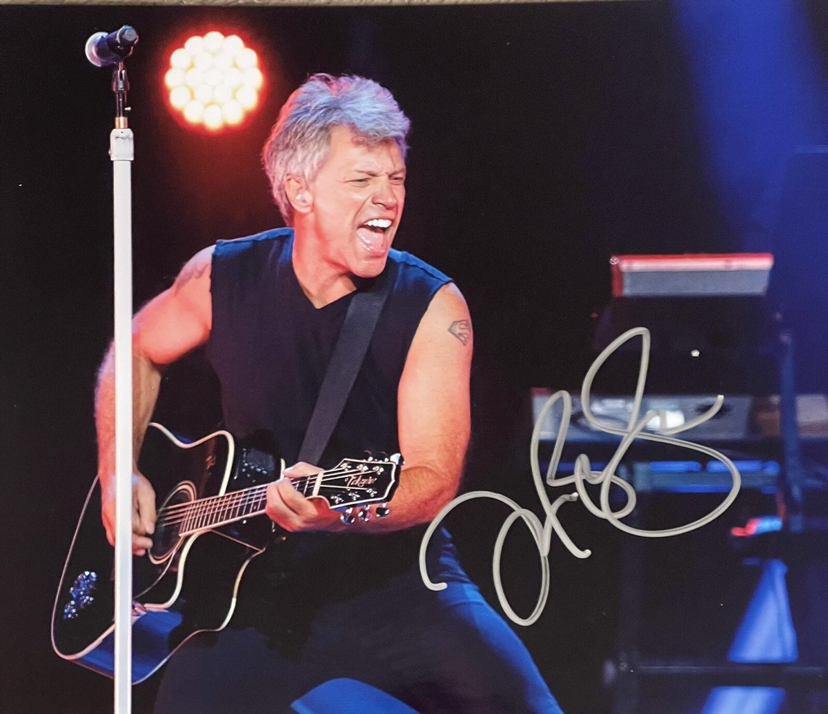 BON JOVI 直筆サイン入りポートレート JON BON JOVI Signed AUTOGRAPHED 8X10 B&W Promo Photo Mercury