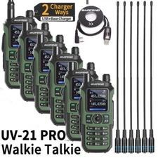 6X Baofeng UV-21 Pro V2 Rechargeable Walkie Talkie Long Range Ham Radio Tri-Band