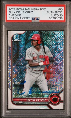 Elly De La Cruz 2022 Bowman Mega Box 1st Chrome IP Auto PSA Auth Auto 10