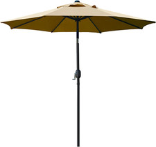 9 Fabric Aluminum Patio Umbrella Auto Tilt Crank 8 Sturdy Ribs NEW