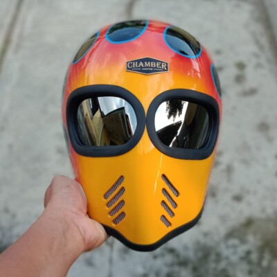 Chamber Helmet Finest Custom！ SALE! VINTAGE CUSTOM ARTISAN HELMET XF-GP FLAMES FOR CAFERAC