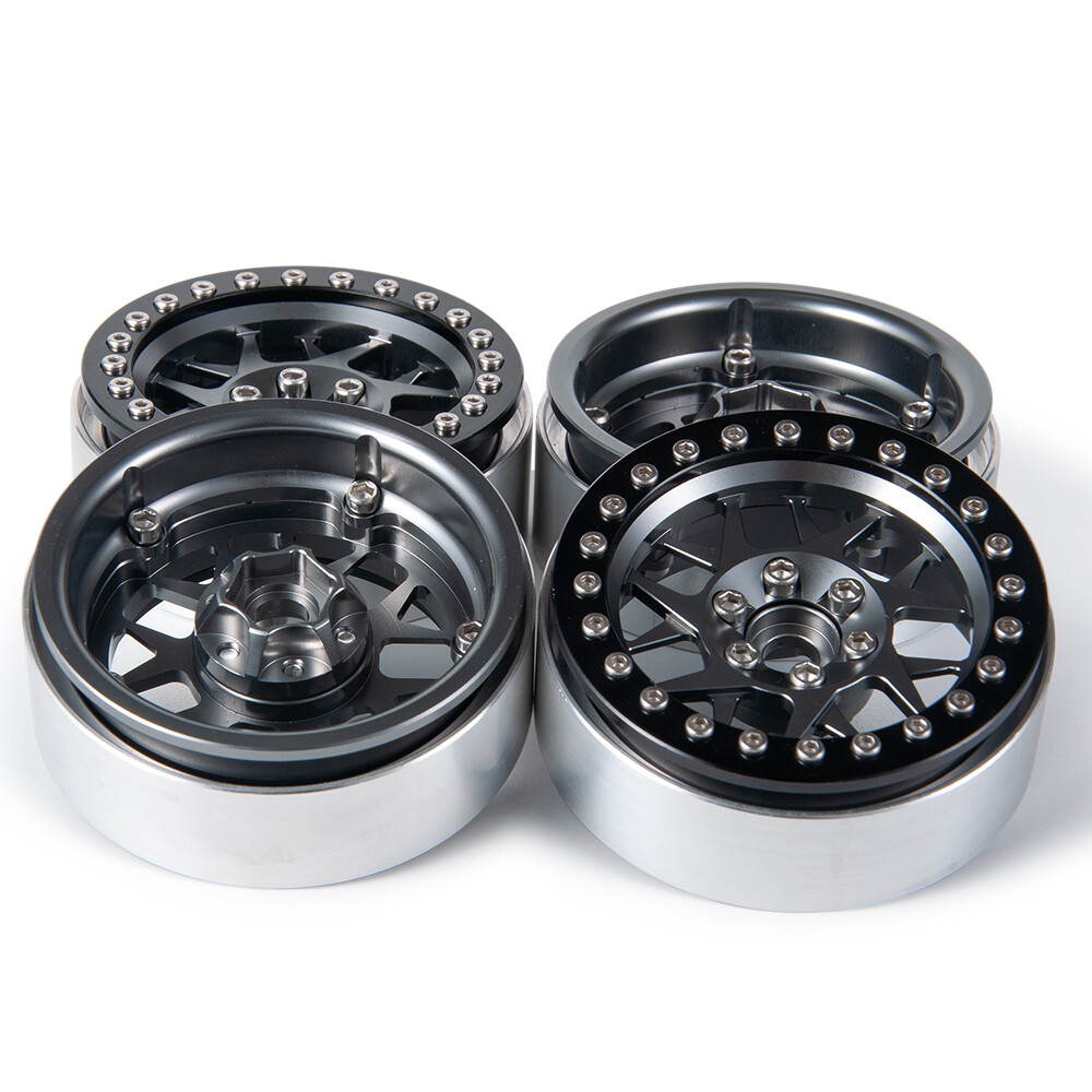 Rccrawler Rims 4pcs 2.2 Inch Beadlock Wheel Rims & Rubber Tire For 1/10 Rc Rock ...