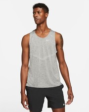 NEW Men's Size M Nike Dri-Fit Rise 365 Grey Tank Top Jersey Chevron Running Gym