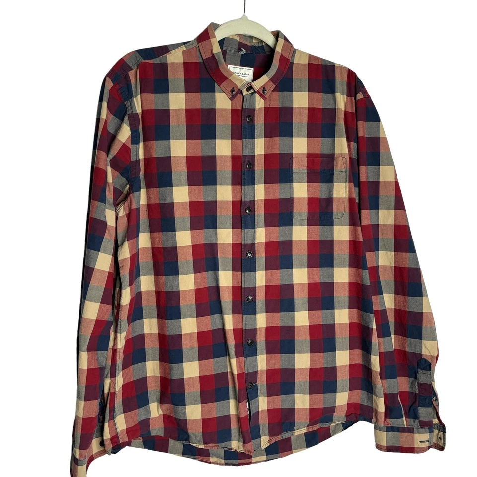 Frank And Oak Shirt Mens Medium Button Down Plaid Pocket - Image 4 of 4