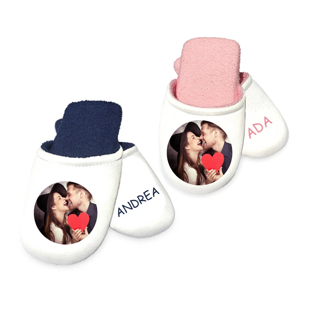Coppia di Pantofole Love Ciabatte per San Valentino Personalizzate
