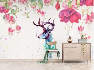 3D Watercolor Elk ZHUA6896 Wallpaper Wall Murals Removable Self-adhesive Amy