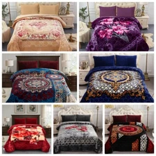 Korean Style Blanket 2 Sides Floral Printed Silk Soft Warm Winter Bed Blankets