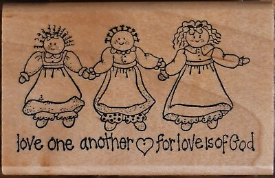 #ad Embossing Arts 1992 Love One Another For Love Is Of God Children Rubber Stamp $6.29