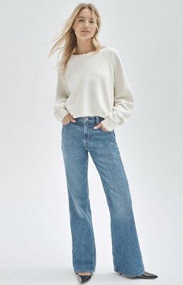 Aritiza Denim Forum The Marianne Mid Loose Flare 32 L Size 28 Light Wash