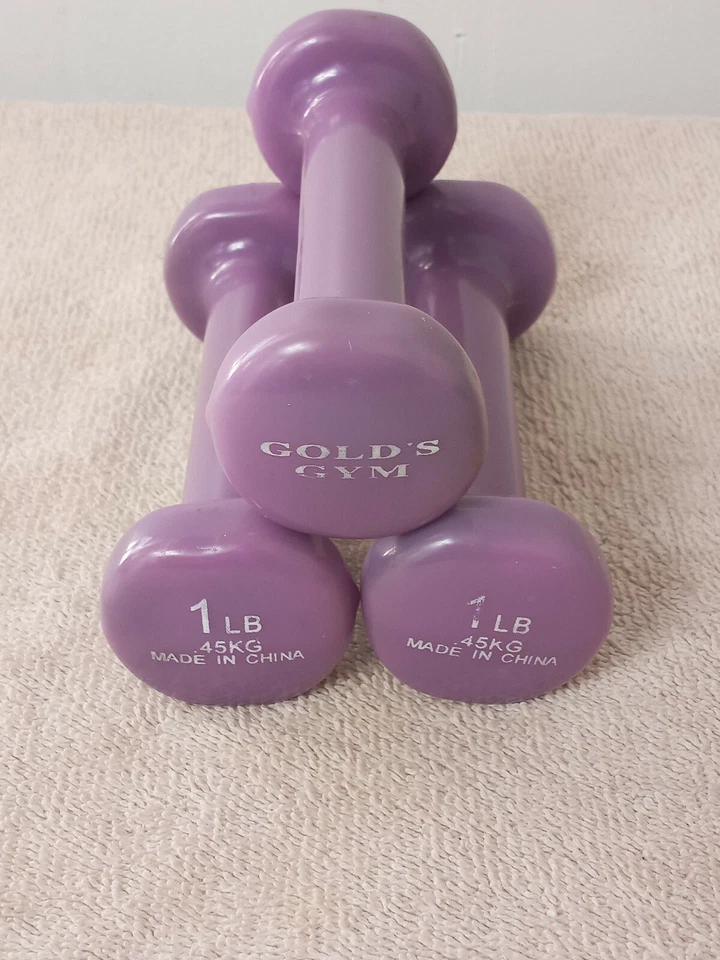 Gold's Gym  Vinyl 1 Pound ea. 3 Dumbbells (Purple, Set of 3) - Image 3 of 4