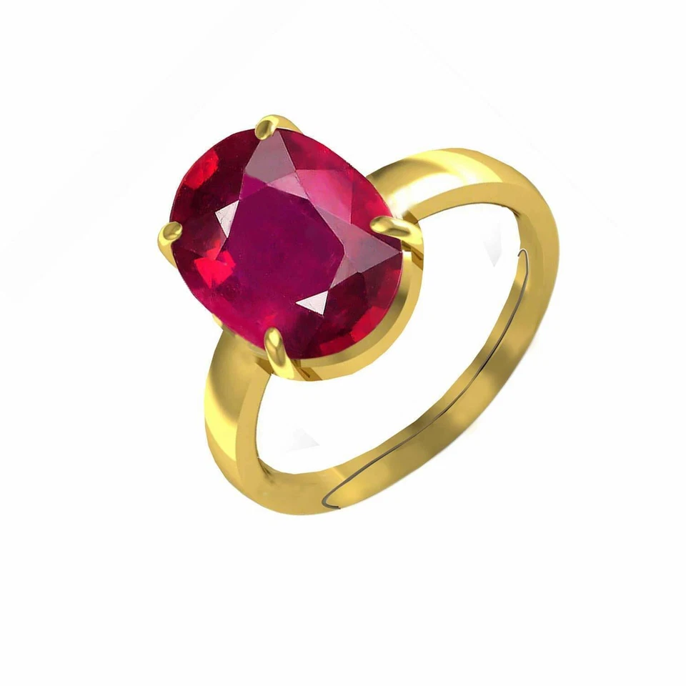 Jaipur 7.25 Ratti Natural Certified Ruby Manik Gemstone Panchdhatu Ring Unisex - Image 2 of 4