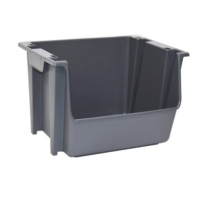 #ad Mighty Tuff Large Nesting Stack Storage Bin All Plastic Gray $11.98