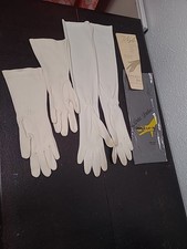 Vintage Fownes 1960  s White Ladies Gloves Long Opera  Medium Length 2 Pair