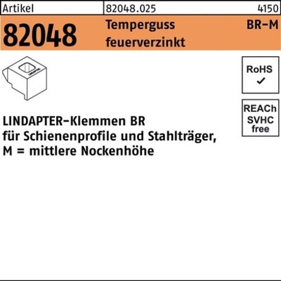 LINDAPTER 082048032050200000 Klemme R 82048 GTW 40 BR 20 /10,0 Temperguss feuerv