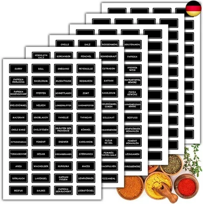 MARKE ZAWTR 264Stk Gewürzetiketten Selbstklebend,Gewürzaufkleber Vorratsetiketten+Leere K